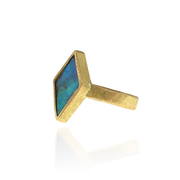 Diamond Shaped Opal Gold Ring