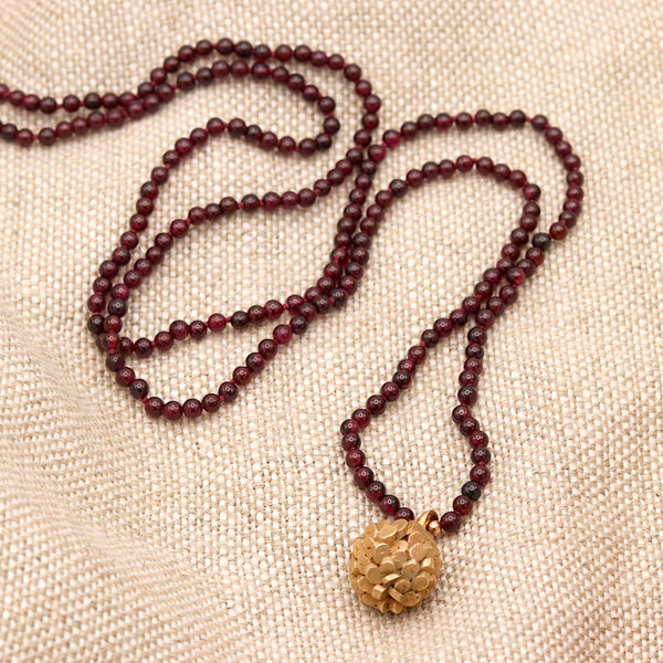 Garnet And Bronze Pinecone Necklace