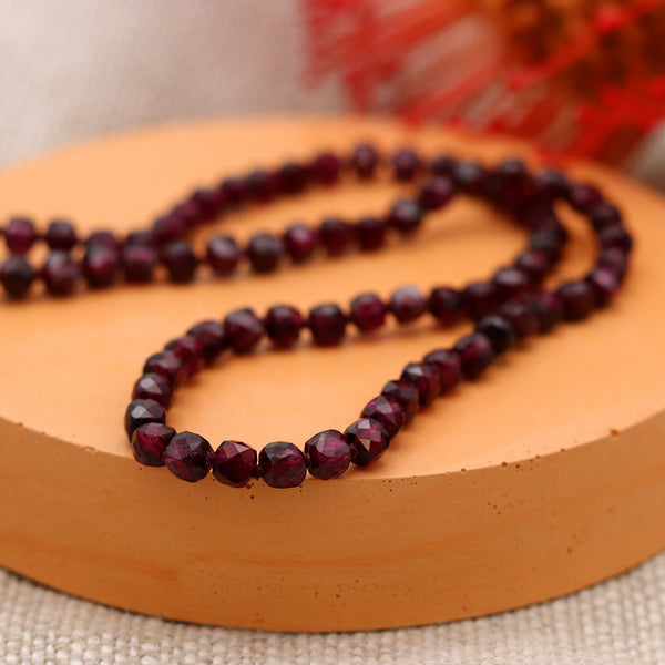 Faceted Garnet Bead Necklace