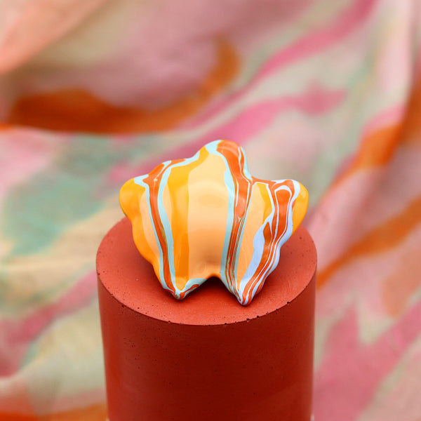 Orange And Teal Float Brooch