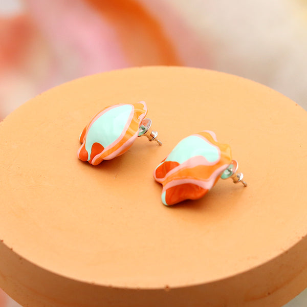 Orange And Teal Float Earrings