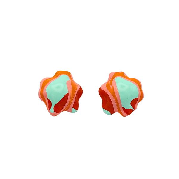 Orange And Teal Float Earrings