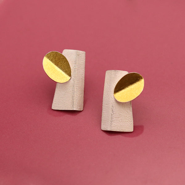 Silver And Gold Folded Petal Studs