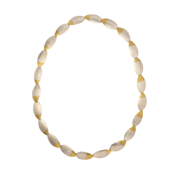 Silver Layered Petal Statement Necklace