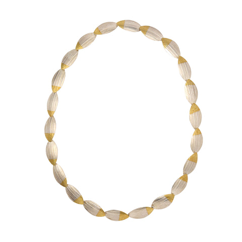 Silver Layered Petal Statement Necklace