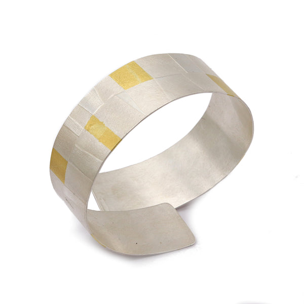 Silver and 18ct Gold Crossover Cuff