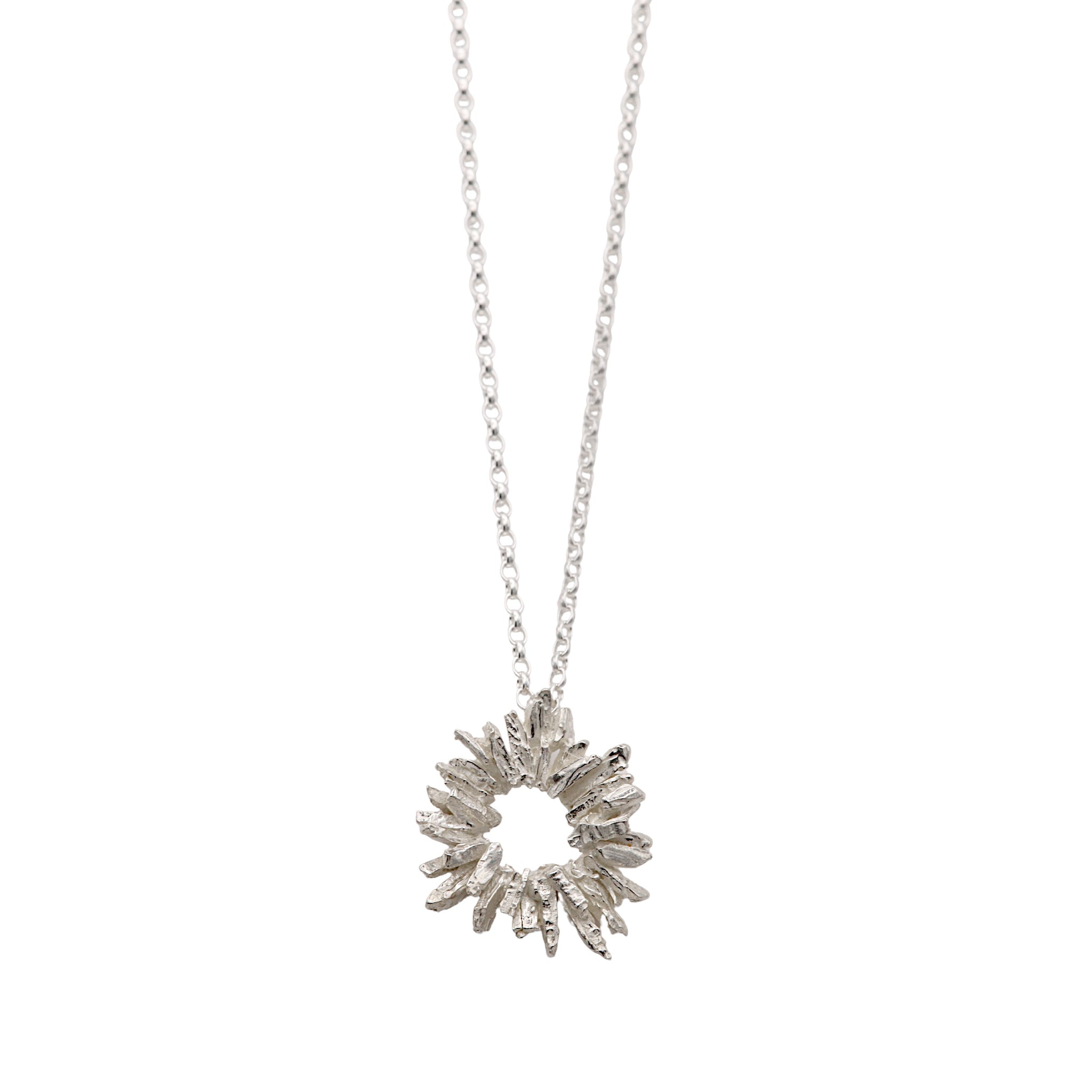 Silver Basalt Sun Necklace