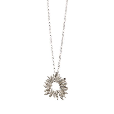 Silver Basalt Sun Necklace