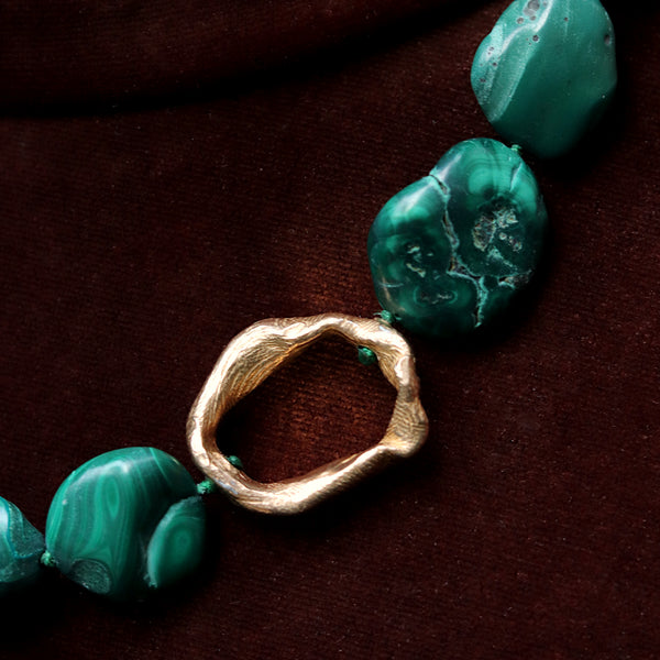Large Malachite Bronze Necklace