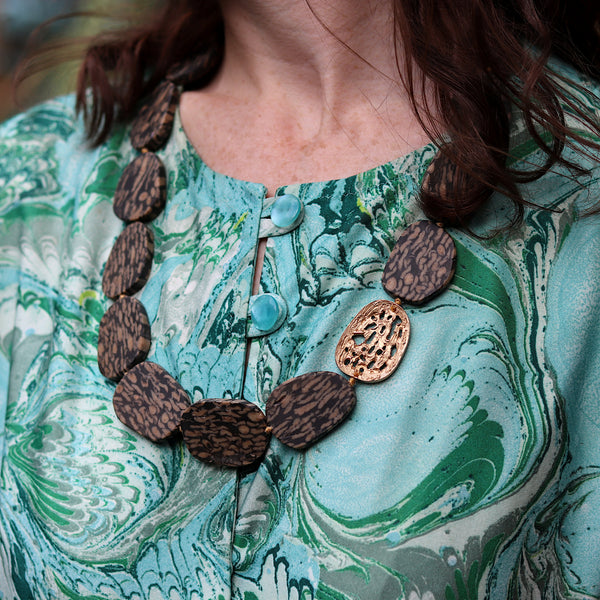 Fossilised Coral and Bronze Necklace