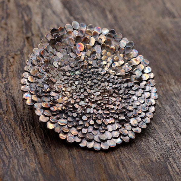 Oxidised Silver Large Caddis Brooch