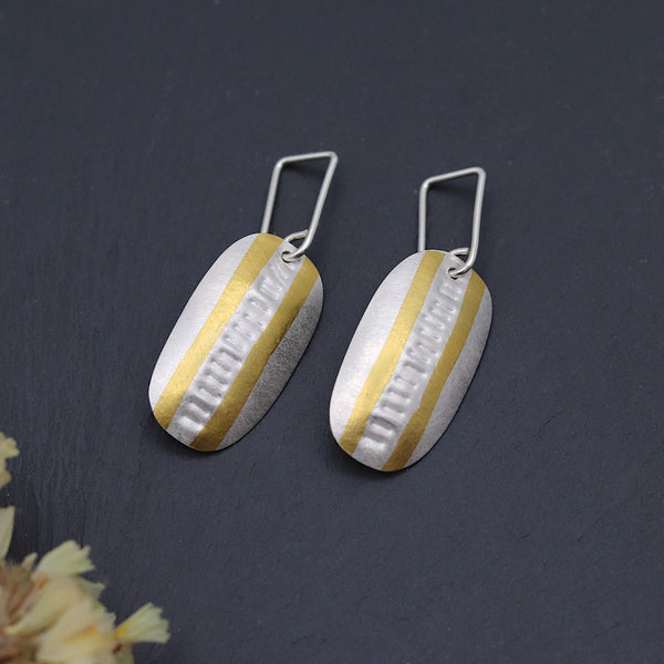 Silver Threaded Texture Drop Earrings