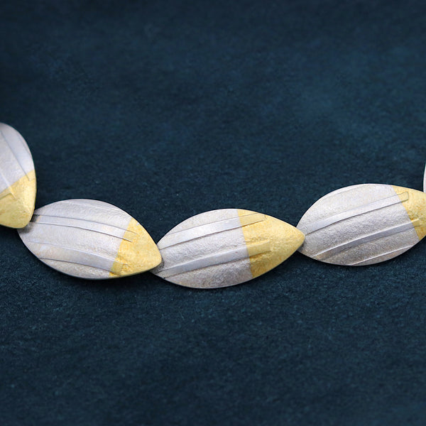 Silver Layered Petal Statement Necklace