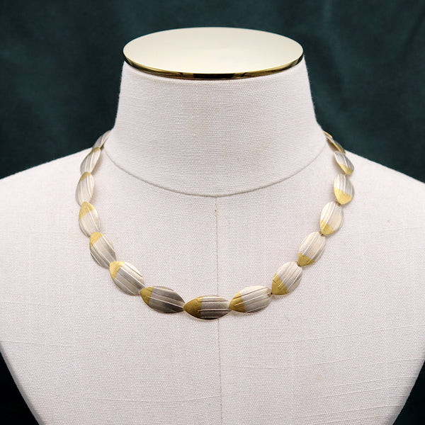 Silver Layered Petal Statement Necklace