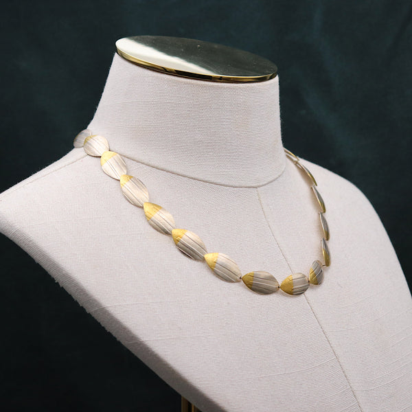 Silver Layered Petal Statement Necklace