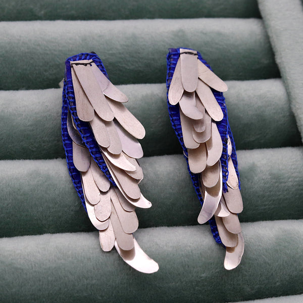 Blue Wings Silk Earrings