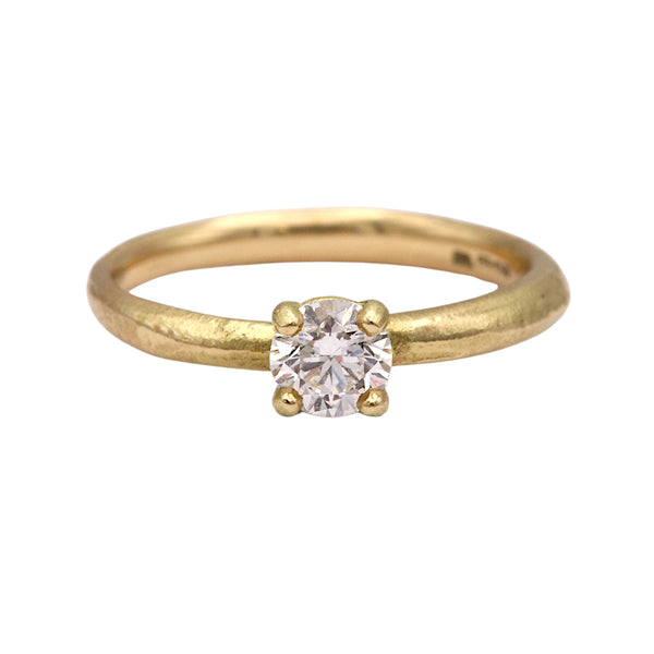 Sandcast Gold Solitaire Diamond Ring