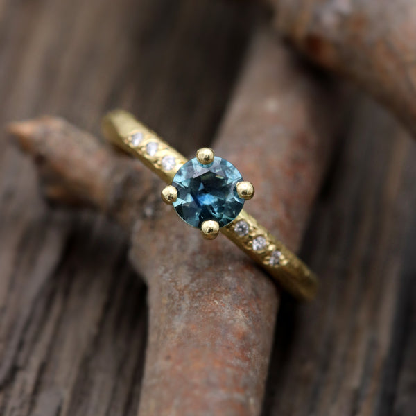 Montana Sapphire Sandcast Solitaire Ring