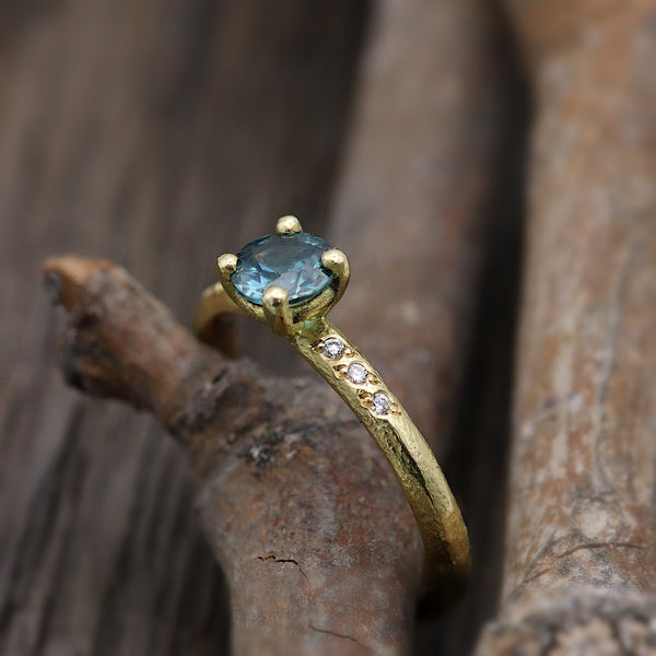 Montana Sapphire Sandcast Solitaire Ring