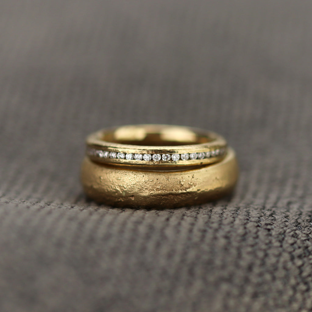 Sandcast Gold Diamond Eternity Ring – Gill Wing Jewellery