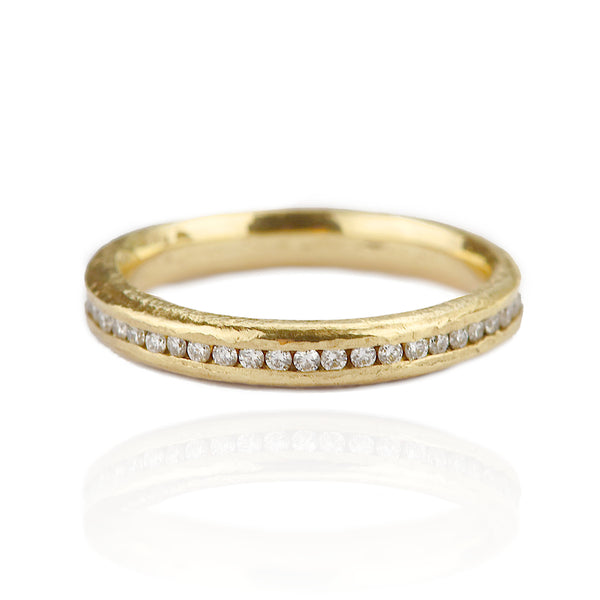 Sandcast Gold Diamond Eternity Ring