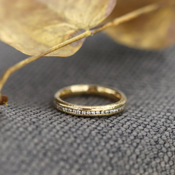 Sandcast Gold Diamond Eternity Ring