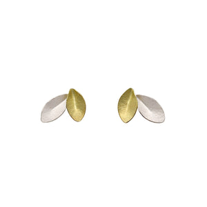 Silver And Gold Double Leaf Studs