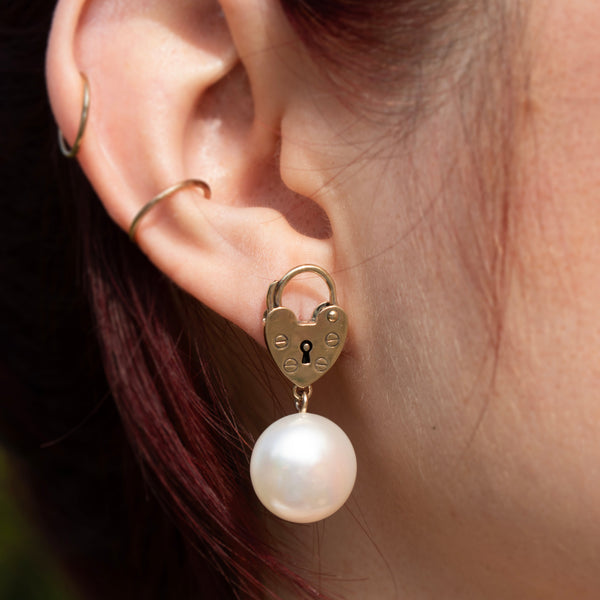 Keepsake Padlock And Pearl Drop Earrings