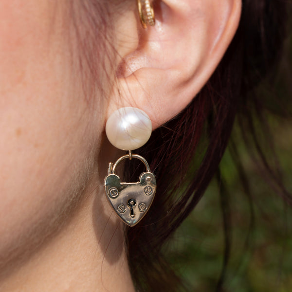 Keepsake Padlock And Pearl Drop Earrings