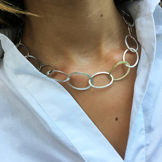 Short Halo Necklace Silver With Gold