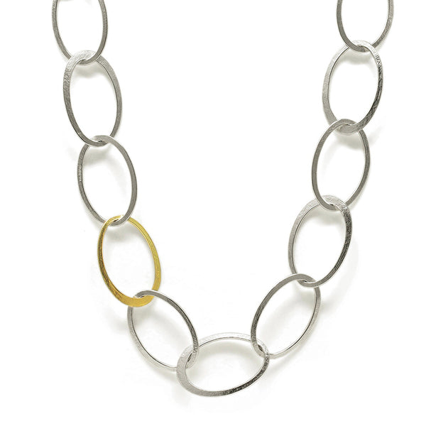 Short Halo Necklace Silver With Gold