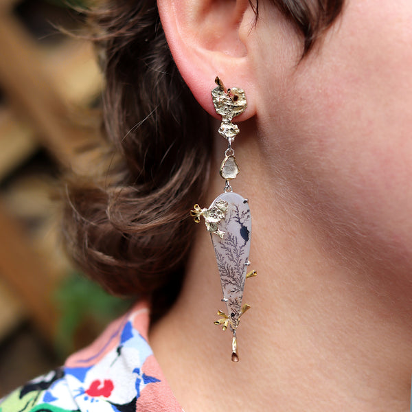 Dendritic Agate Coraline Earrings