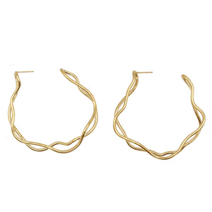 Large Gold Double Wiggle Hoops