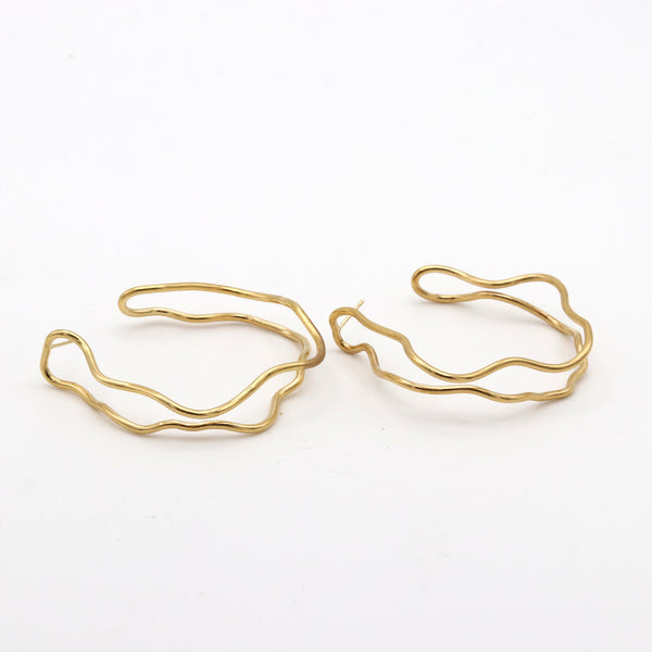 Large Gold Double Wiggle Hoops