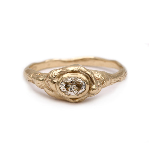 Brown Diamond Molten Carved Solitaire Ring