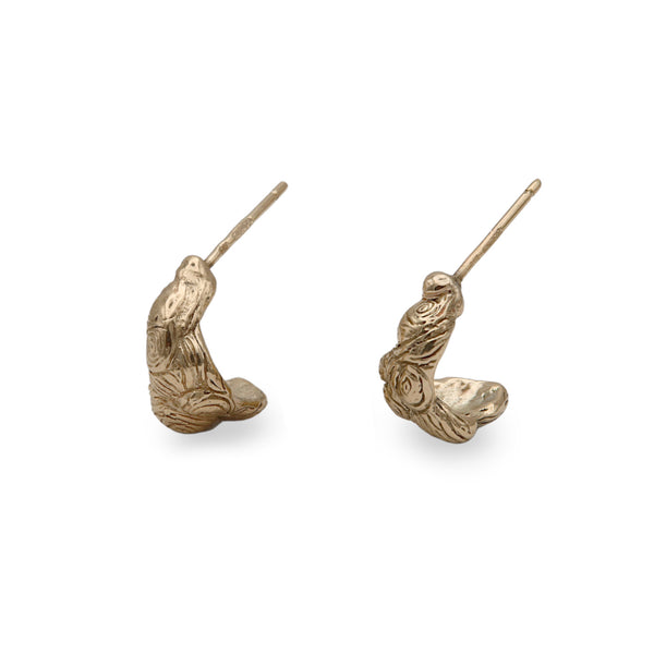 Molten Gold Carved Half Hoop Studs