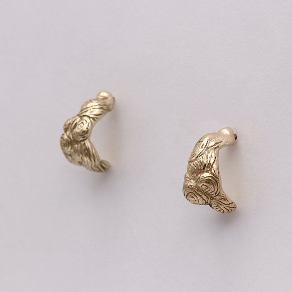 Molten Gold Carved Half Hoop Studs