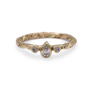 Intertwined Salt and Pepper Pear Diamond Trilogy Ring