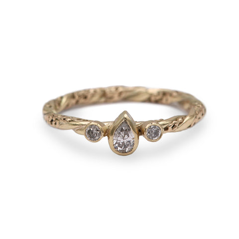 Intertwined Salt and Pepper Pear Diamond Trilogy Ring