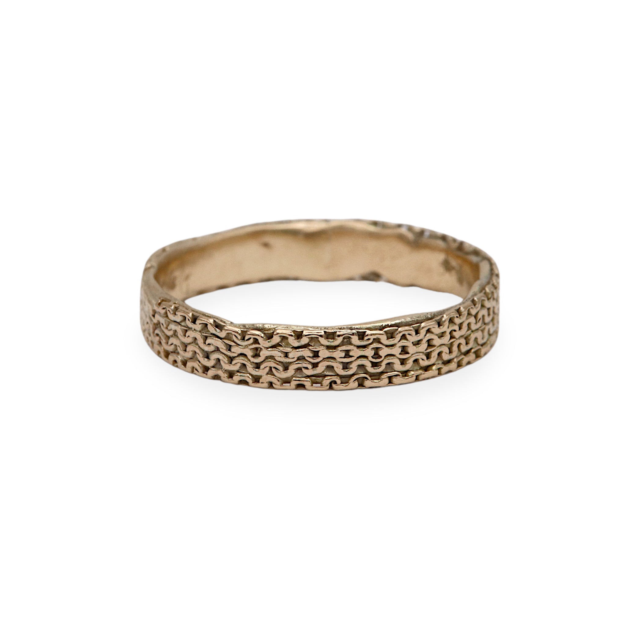 Wide Layered Hammered Chain Ring