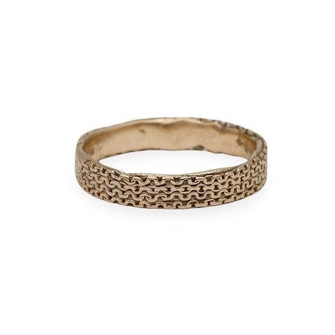 Wide Layered Hammered Chain Ring