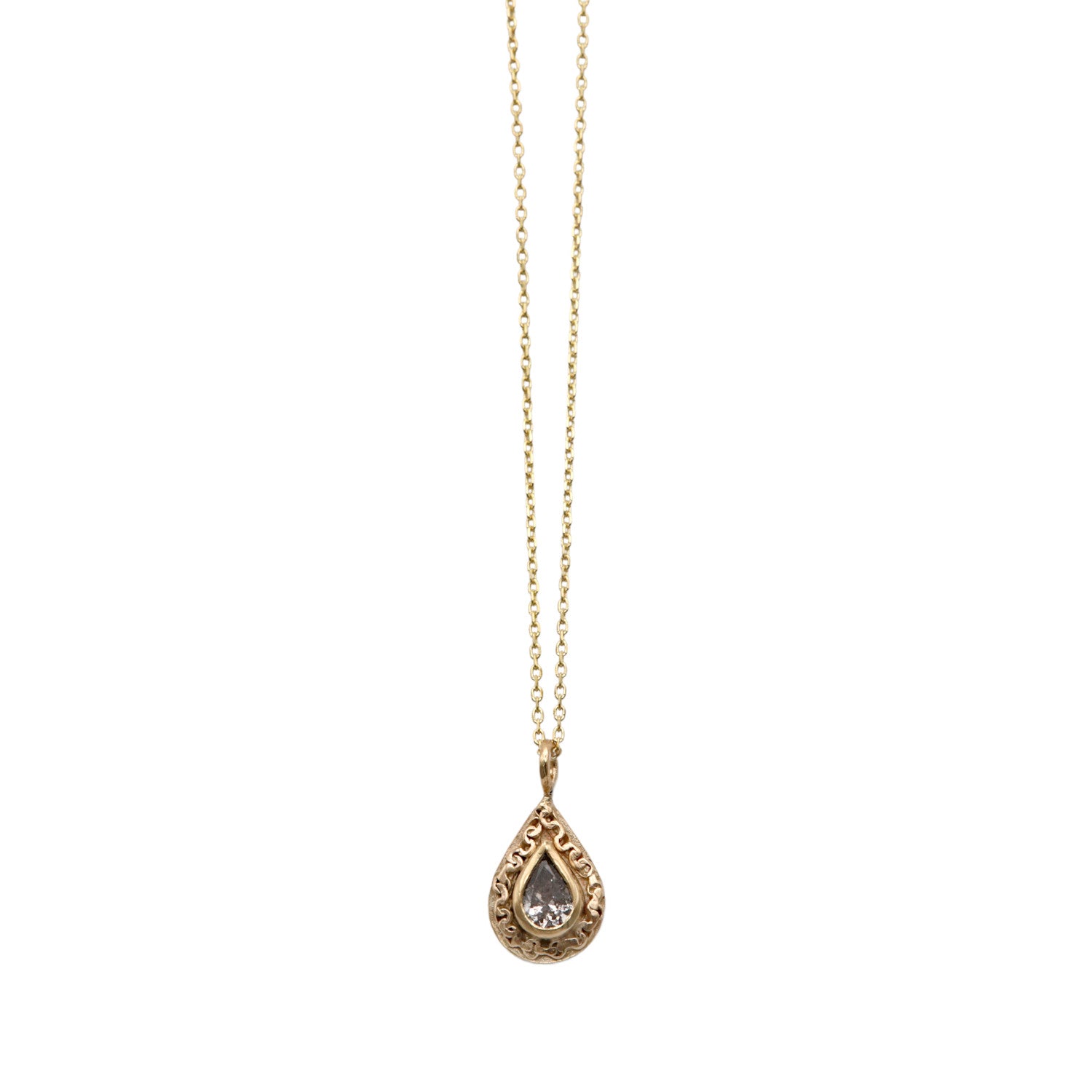 Salt And Pepper Diamond Peardrop Pendant