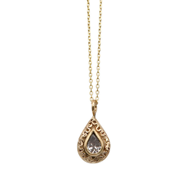 Salt And Pepper Diamond Peardrop Pendant