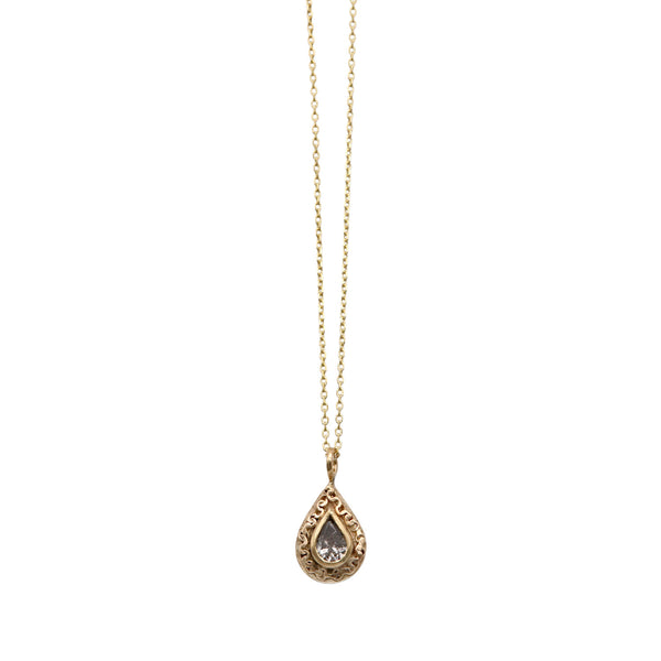 Salt And Pepper Diamond Peardrop Pendant