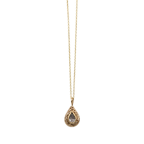 Salt And Pepper Diamond Peardrop Pendant