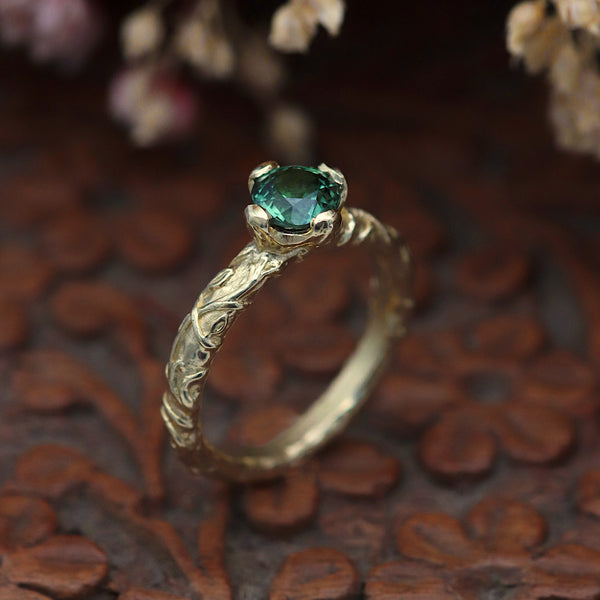 Twisting Vines Sapphire Solitaire Ring