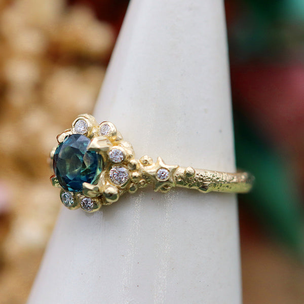 Sapphire Stargazer Ring With Diamonds
