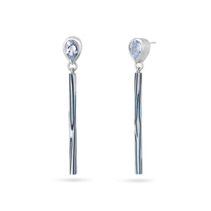 DUALITY Aquamarine Pear Earrings with Inlaid Tubular Drops by Lyndsay Fairley