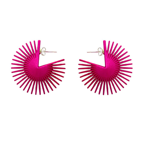 Pink Wheel Hoop Earrings