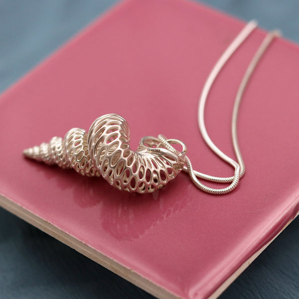 Silver Cone Shell Statement Pendant